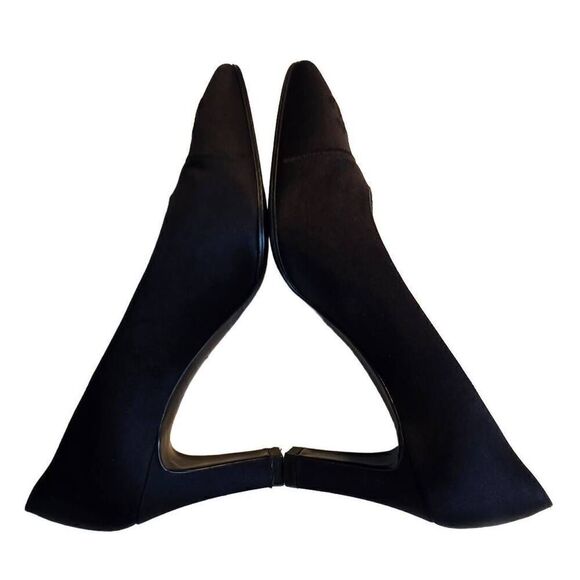 Chanel Womens Designer Satin Heels Satin Fabric Pumps Black Size 36.5 - Picture 9 of 11